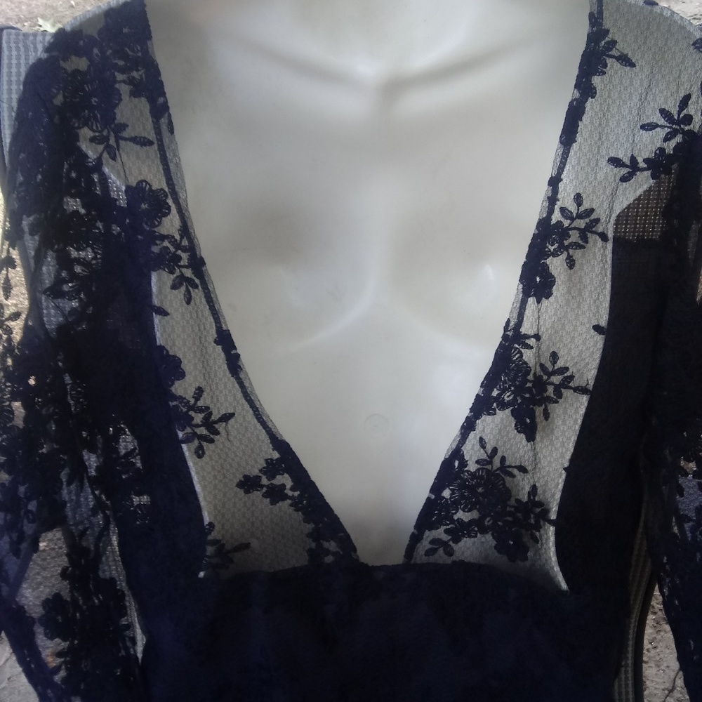 Black long lace dress